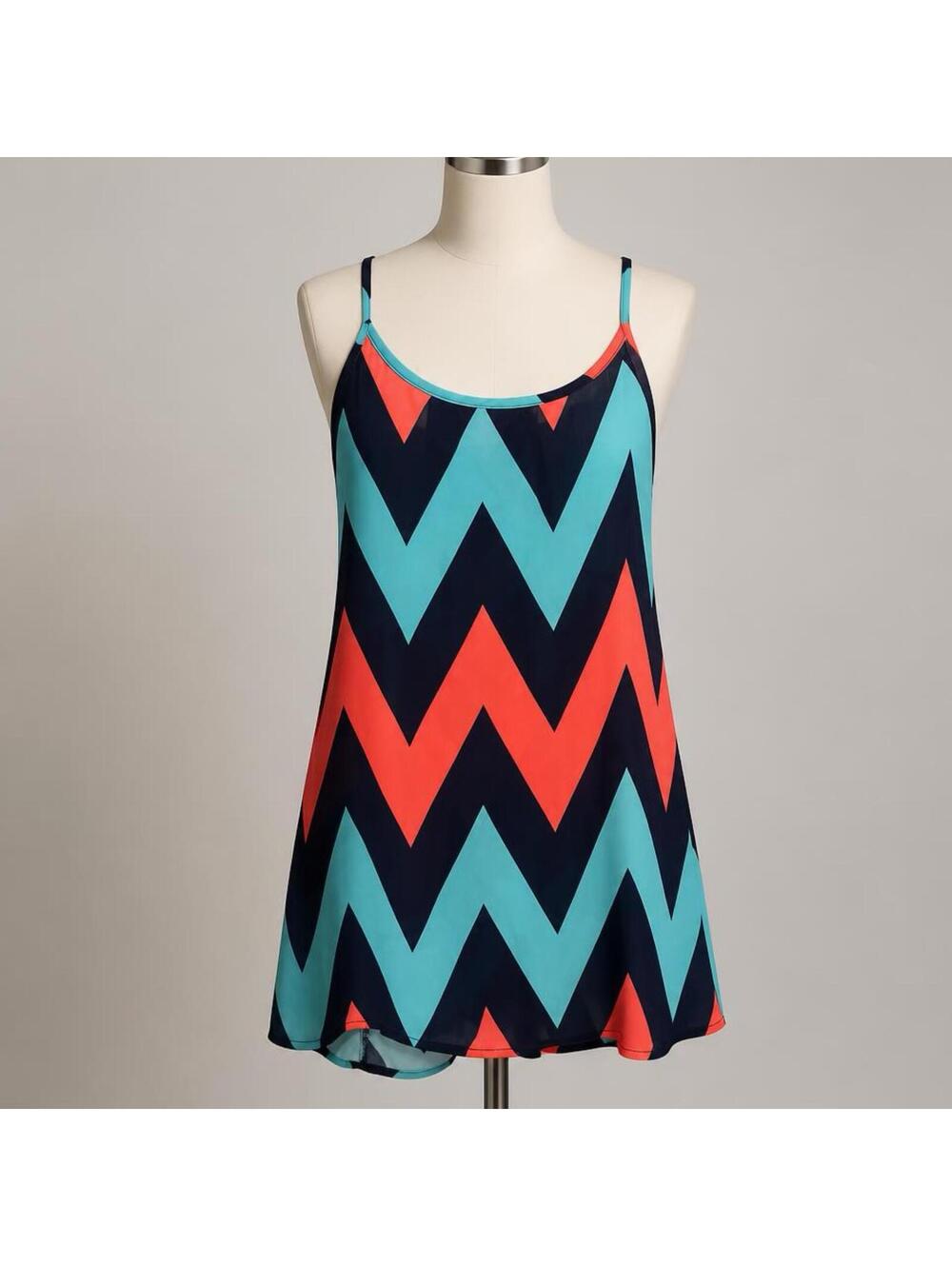 Fashionomics Sleeveless Chevron Print Shirt Tank Top Size Large